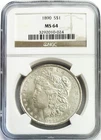 1890 USA MORGAN SILVER DOLLAR NGC MINT STATE 64