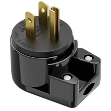 15A 125V Household DIY AC Power Plug, 3 Prong 90 Degree Right Angle Black 