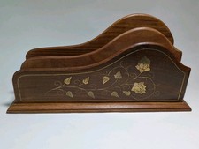 Vintage Wooden Letter Rack with Brass Inlay Highlands 