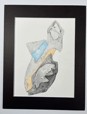Original Colored Pencil Drawing Abstract Figures, Texture, Shapes 14x11” Art
