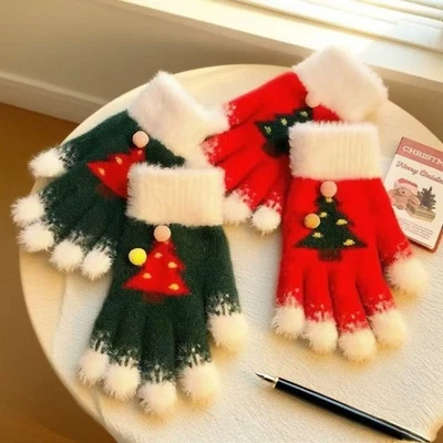 Warm Plush Kids Winter Gloves Thickened Insulation Five-finger Gloves Outdoor