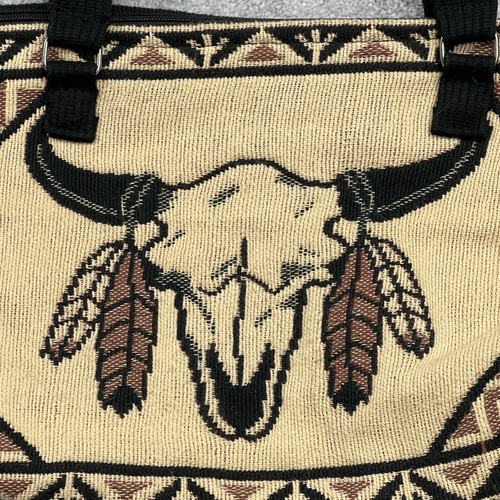 El Paso Saddle Blanket Co. Bag Purse Southwest Cowskull Burlap Texas Geometric - Picture 4 of 11