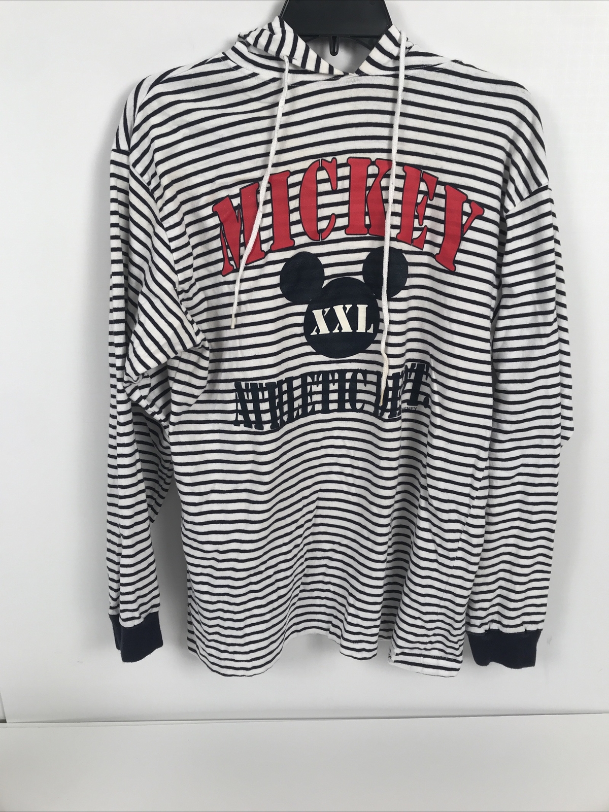 Mickey Athletic Department Stripped Hoodie L/m unisex vintage 90s measurements