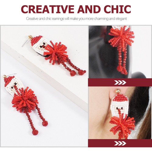Weihnachtsmann Ohrringe Fräulein Frauen Schmuck Perlen Baumelnde - Bild 5 von 11