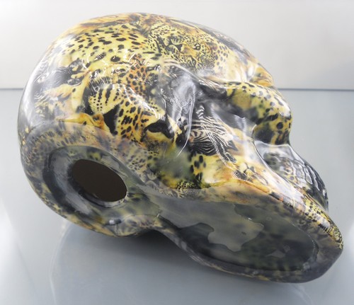 6.7" yellow Ceramic thermal traner printing realistic skull crystal healing 105 - Picture 5 of 5