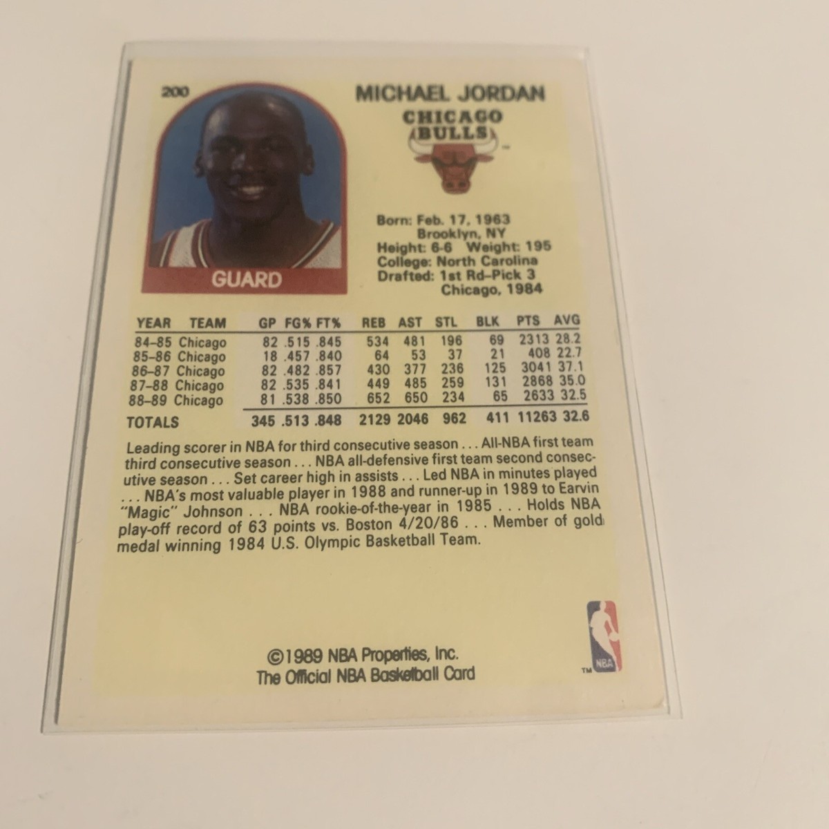 Misprint ERROR 1989-90 NBA Hoops #200 Michael Jordan HOF