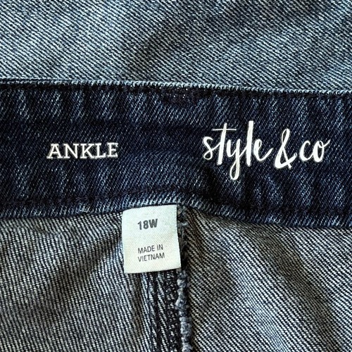 Style and Co. Jeans donna alla caviglia mamma denim bicolore taglia 18W - Foto 5 di 6