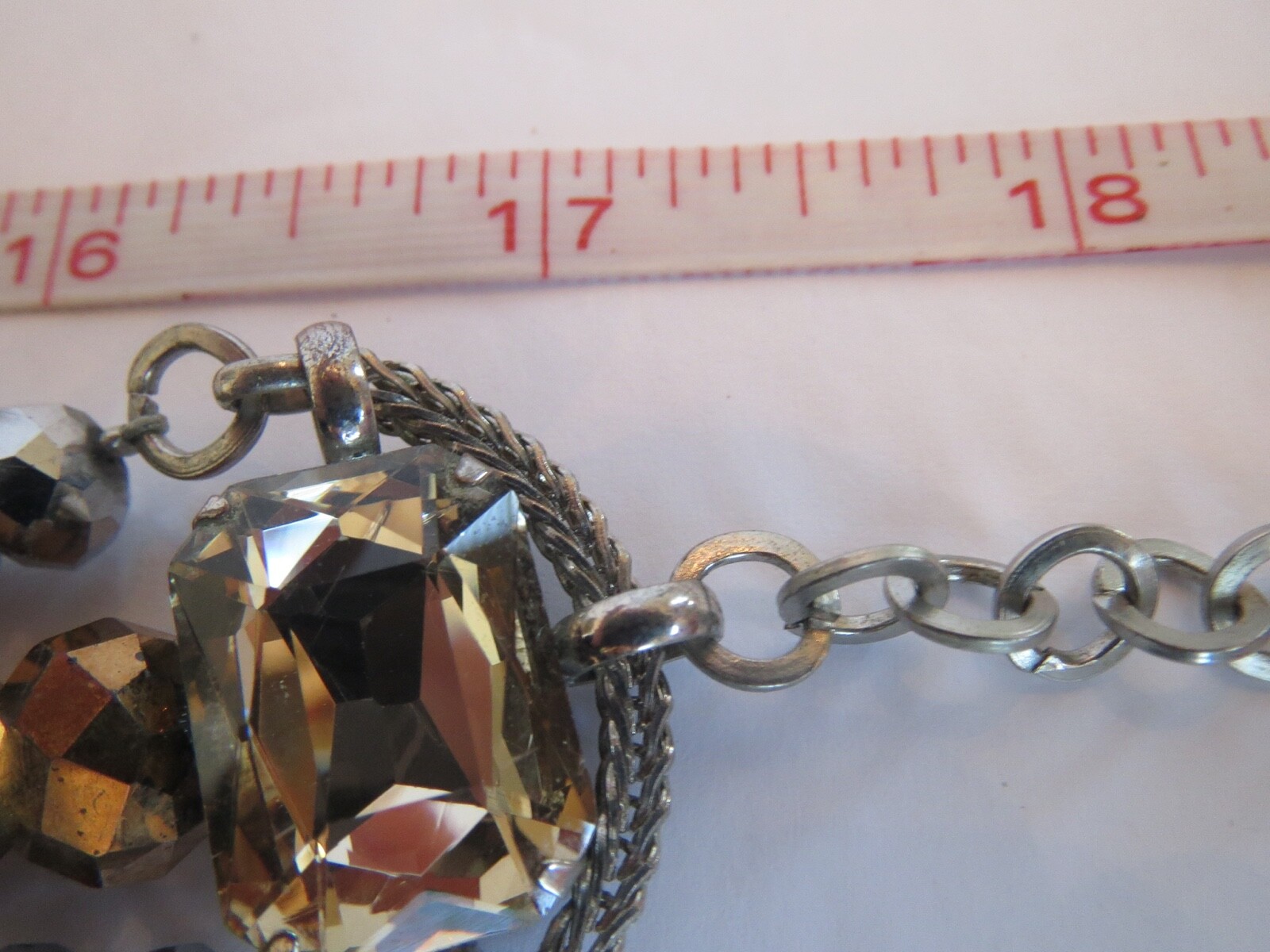 Dramatic STATEMENT NECKLACE Silver Tone Triple Cr… - image 5