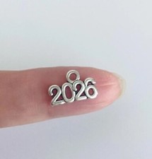 10 pieces - New YEAR 2026 Charms Tibetan Silver Alloy 14 x 9 mm FREE SHIPPING