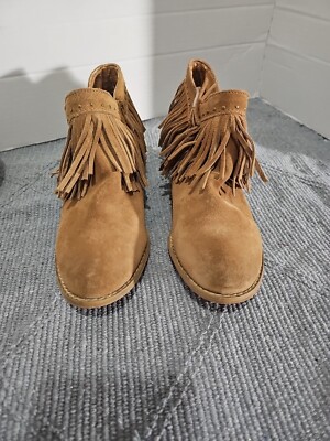 Very Volatile Ankle Boots High Heel Womens Size 7 Suede Fringe Boho Western
