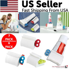 6PCS Toothpaste Tube Squeezer Bathroom Dispenser  Easy Rolling Holder Stand