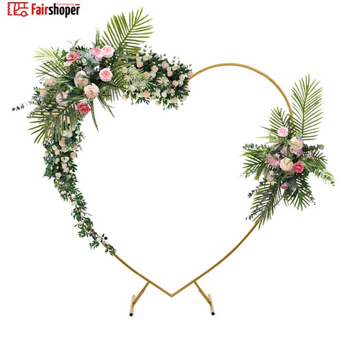 Grande cuore arco matrimonio sfondo supporto cornice arco oro fiore palloncino decorazione - Foto 6 di 20