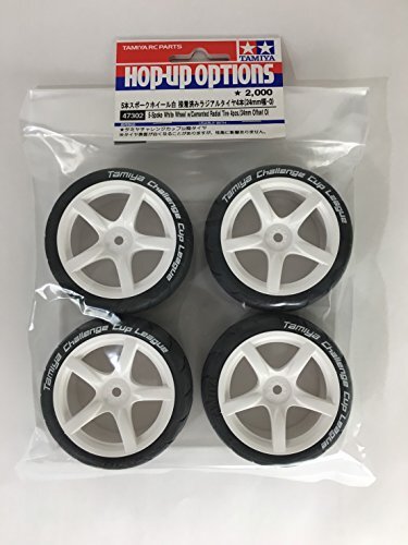 5-spoke wheel white Adhered 4 radial tires 24mm, offset 0 Tamiya