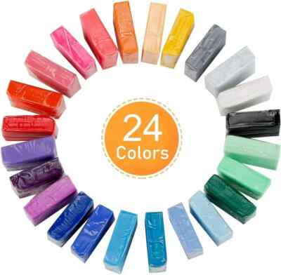 Small Block Polymer Clay Starter kit, Oven Bake Clay, DIY Molding 24 Colors