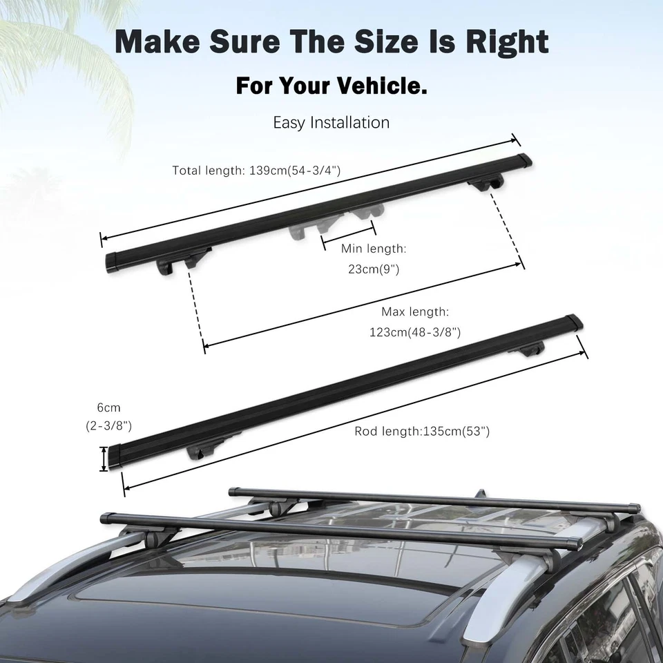 For Ford Explorer SUV 53" Black Car Top Roof Rack Cross Bars Cargo Carrier+Lock Foto 2 de 4