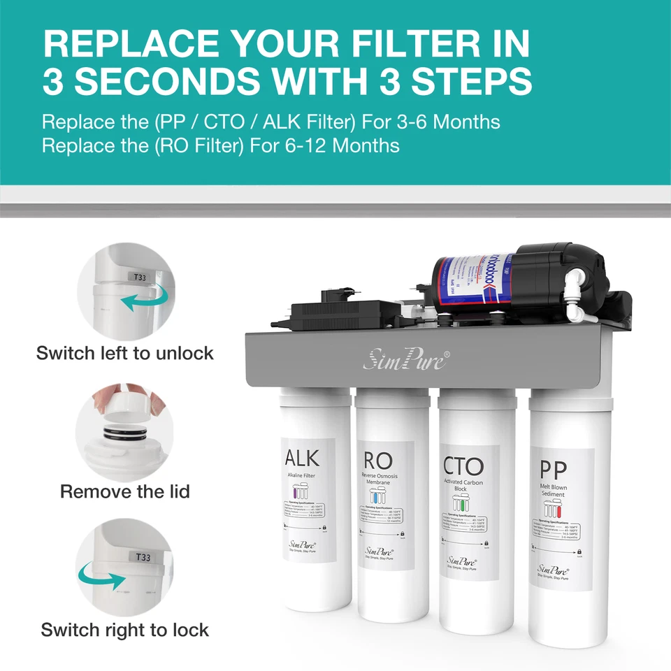 SimPure WP2-400G Reverse Osmosis Alkaline pH+ 1-Year Water Filter Replacement - Image 4 of 4
