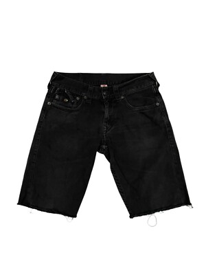 True Religion Jean Cut Off Shorts Straight Fit Black Men's 31x11