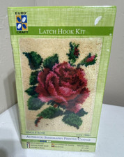 Euro Craft Latch Hook Single Rose Floral Rug Kit 15 X 20  Grannycore Sealed NIB