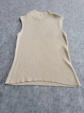 Griffith Gray St John Sweater Ribbed Petite Women's Sleeveless Mock Neck Sparkle