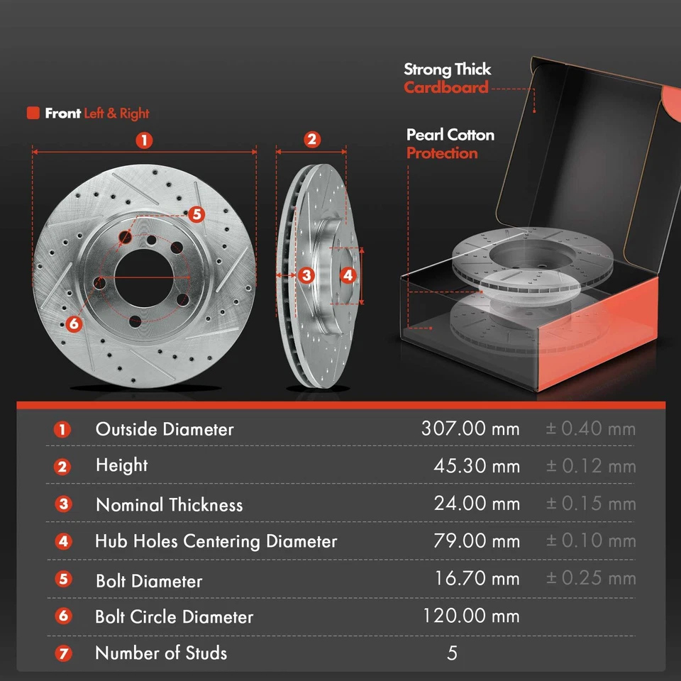 12 piezas de rotores de freno perforados delanteros y traseros y pastillas de cerámica para Mini Cooper Countryman Foto 2 de 4