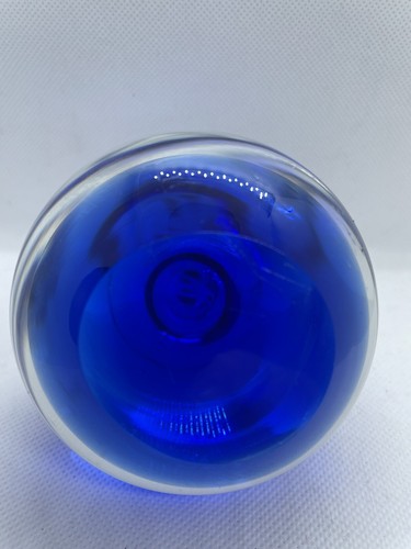 Ornamento fermacarte in vetro artistico pera blu con gambo trasparente - Foto 8 di 11