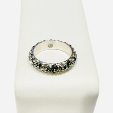 Retired Brighton Voyage Ring Black Clear Swarovski Crystals Stacking Band Size 8