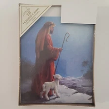Image Arts 18 Holiday Cards and Printed Envelopes Chrismas Shepherd and Lamb