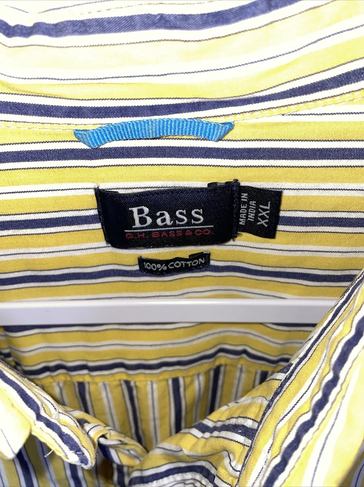 Camisa social masculina baixo tamanho 2XL listrada amarela LS negócios formal festa de saída - Imagem 2 de 4