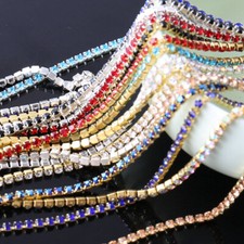 1.9m Bling Cristallo Strass Catena Orlo Cucito Artigianato Decorazione Fai da Te