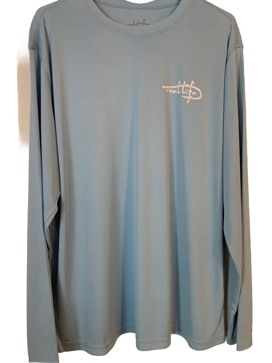 NWT Reel Life Men's Defender Long Sleeve UPF 50+ Sun Ray T-shirt XL  Aquamarine