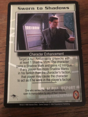 SWORN TO SHADOWS 1998 BABYLON 5 CCG RARE CARD NEAR MINT NEVER PLAYED WITH