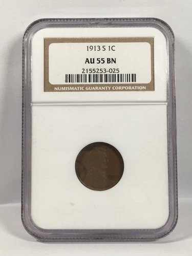 1913-S Lincoln Cent NGC AU55 BN 4FI25