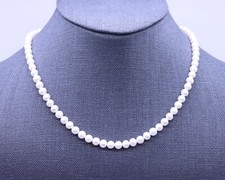 5-5.5mm Freshwater Cultured Round White Pearls High Luster Choker Necklace