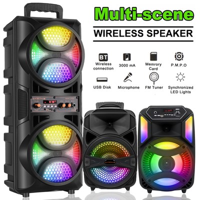 3000W Portable Bluetooth Speaker Sub woofer Heavy Bass Sound System Party & Mic