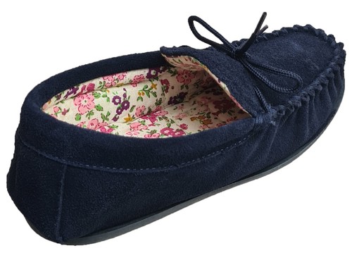 Ladies Mokkers Moccasin Slippers Lily Suede Comfy Floral Lined Indoor Shoe UK3-9 - Picture 19 of 49