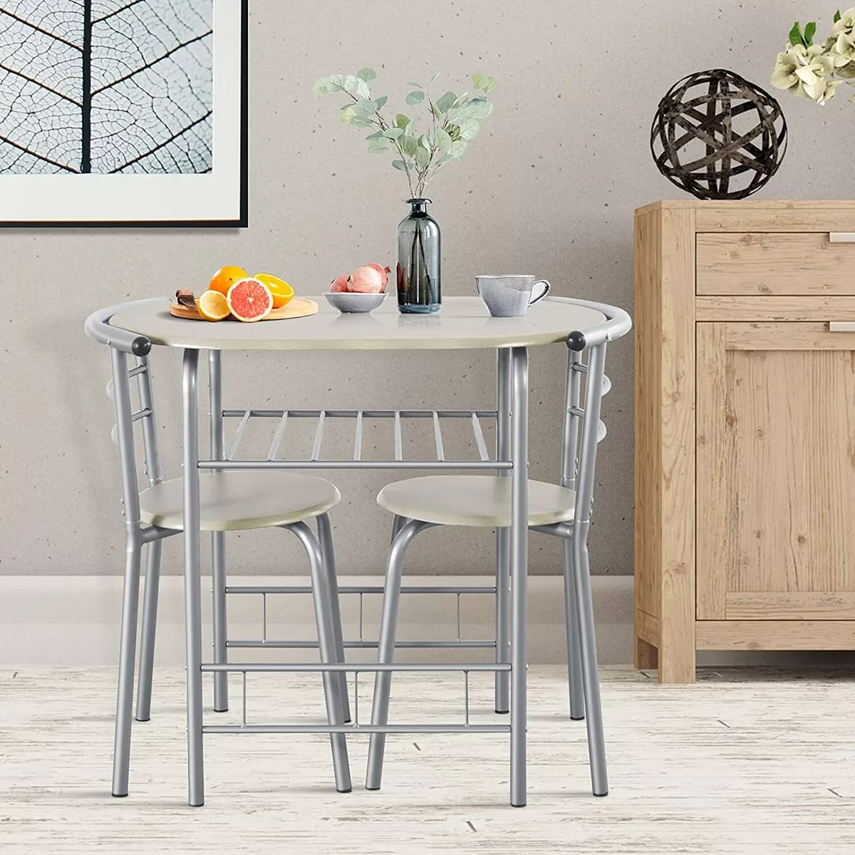 Small Table and 2 Chairs 3PCS Bar Kitchen Dining Breakfast
