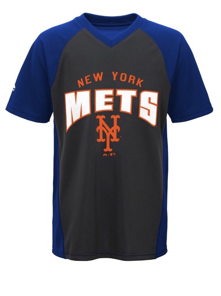 NWT Majestic Boys New York Mets Низ синтетической футболки 9-го размера L