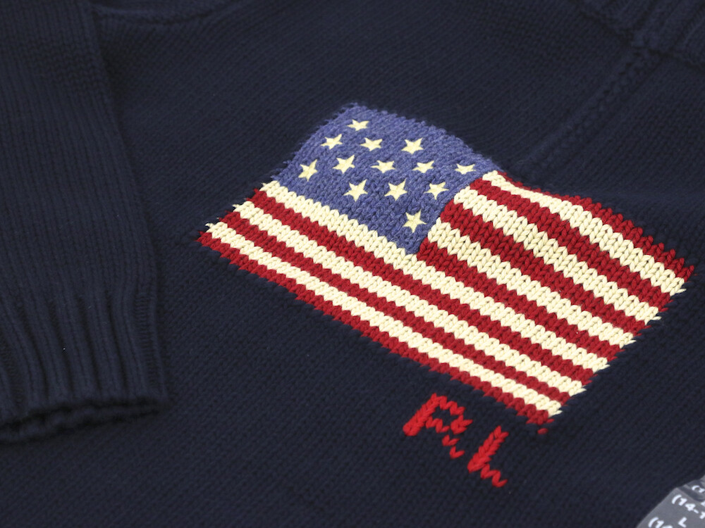 Polo Ralph Lauren USA Flag 1/4 Zip Sweater Sz 5 for sale online