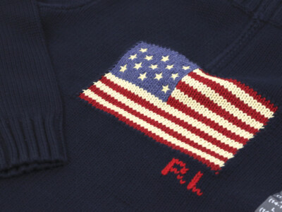 Polo Ralph Lauren Boy's 1/2 Zip Pullover USA Flag Sweater - 2