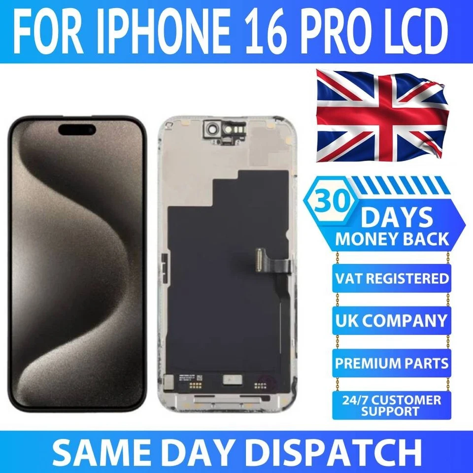 J K INCELL iPhone 16 Pro LCD Screen Display Touch Digitizer Replacement 3D High Quality UK