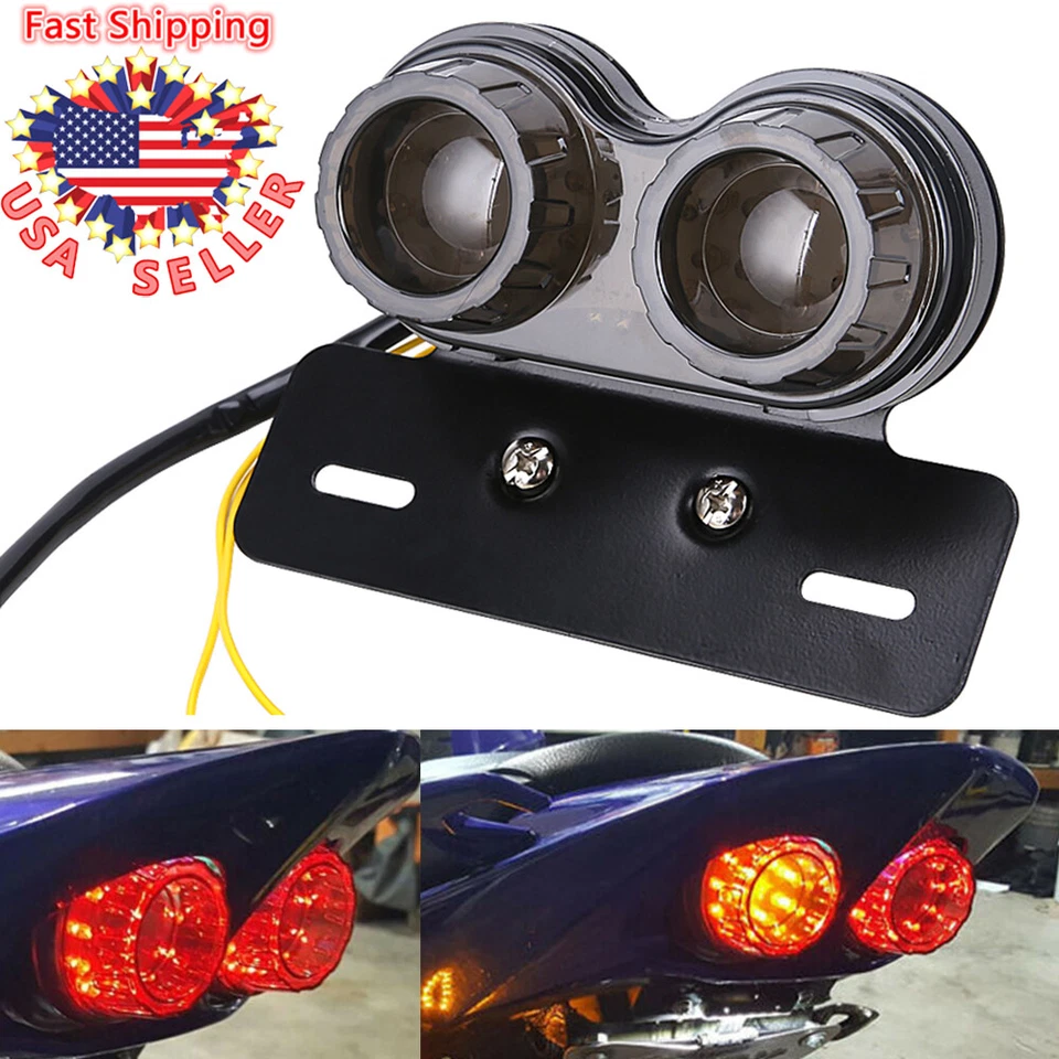 Smoke 40 LED Motorcycle Turn Signal Brake License Plate Integrated Tail Light US - Image 2 of 4