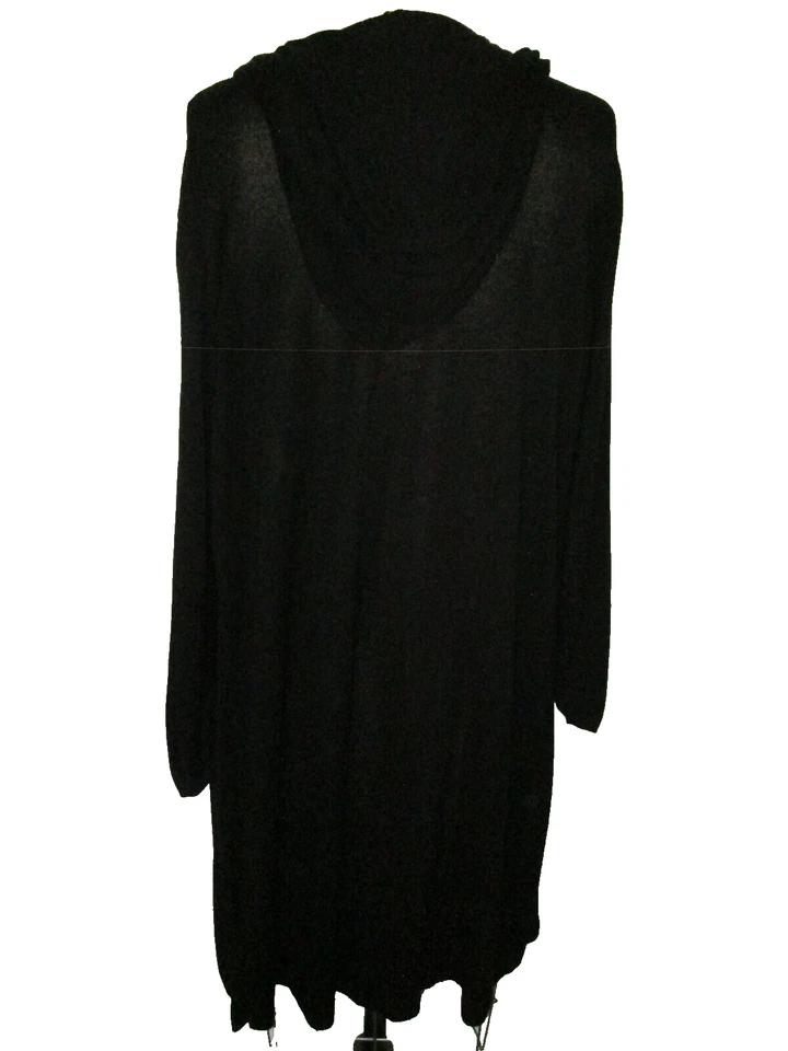 ONE WORLD SUÉTER-ABRIGO CON CAPUCHA TEJIDO TODO RAYÓN NEGRO TALLA 1X ¡BUEN ESTADO USADO! LAVABLE Foto 4 de 4