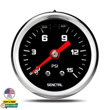 0-15 Psi Fuel Pressure Gauge 1-1/2" Black Dial 1/8" NPT Back Mount Silicone Oil
