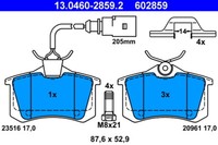 ATE 13.0460-2859.2 Bremsbelagsatz, Scheibenbremse Hinterachse FÜR Ford Seat VW