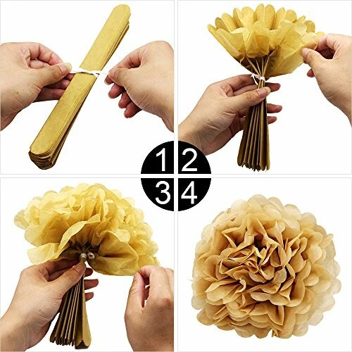 Happy Birthday Banner Chic Garland Green with Gold Foil Lettering & Pom Poms - Image 4 of 4