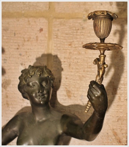 Grande application murale bronze chandelier candélabre Louis-quinze muse bacchantin - Photo 22/22