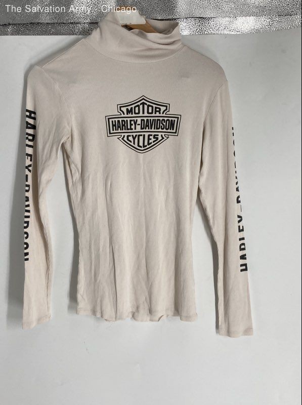 Harley-Davidson Womens Ivory American Long Sleeve Pullover T-Shirt Size L
