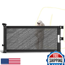 15.7" H Mesh Short Dog Gate, Retractable, 59" W - Drill Installation