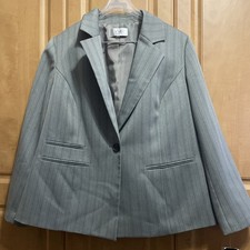 NWT Le Suit Women Gray One-Button Pantsuit Separate Jacket Plus Size 14W