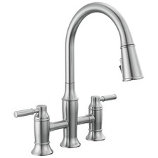 Delta Renaldi Brushed Nickel Kitchen Faucet with Pull Down Sprayer Bridge 3